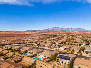 Aerial view featuring a mountain view