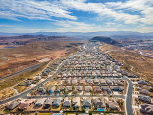 Drone / aerial view with a mountain view