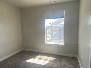 Unfurnished room featuring a healthy amount of sunlight and carpet flooring