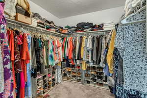 Spacious closet with carpet flooring