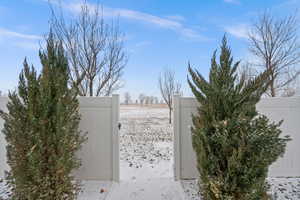 View of snow covered gate