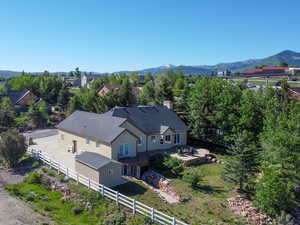 Drone / aerial view with a mountain view