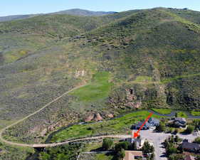 Birds eye view of property featuring a mountain view