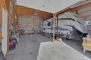 Garage featuring a garage door opener