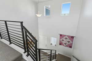 Stairs with a high ceiling