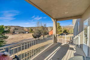 Balcony with a mountain view