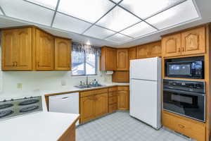 Kitchen with sink and black appliances