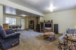 Living room with carpet flooring