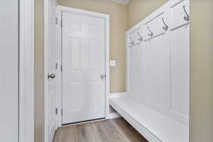 Mudroom featuring light hardwood / wood-style floors