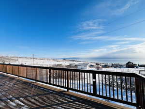 View of snow covered deck