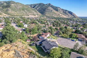 Drone / aerial view with a mountain view