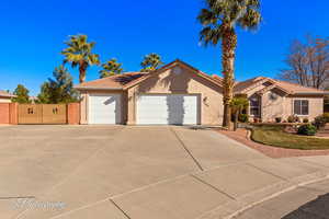 Single story home featuring a garage