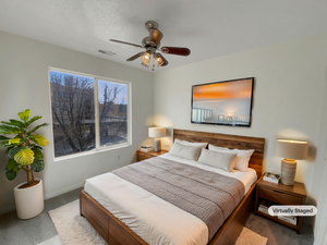 Bedroom featuring ceiling fan
