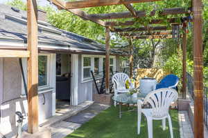 View of patio with a pergola