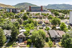 Aerial view featuring a mountain view