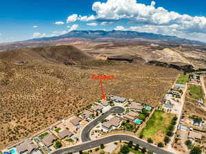 Aerial view featuring a mountain view