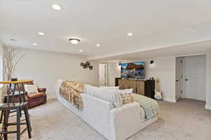 View of carpeted living room