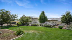 View of yard featuring a mountain view