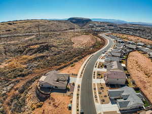 Aerial view featuring a mountain view