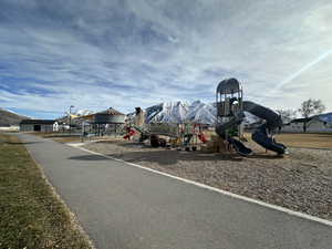 Exterior space featuring a mountain view