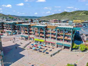 Drone / aerial view featuring a mountain view