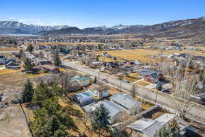 Drone / aerial view with a mountain view