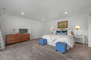 Bedroom featuring carpet