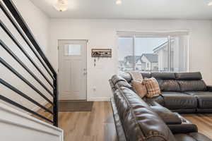 Living room featuring light wood-type flooring
