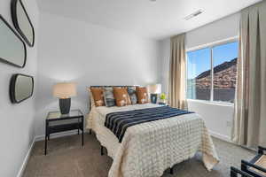 Bedroom with carpet flooring