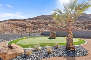 View of yard with a mountain view