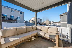 View of patio / terrace with a trampoline and an outdoor living space