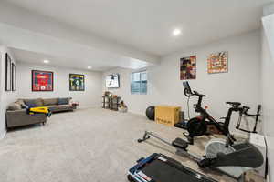 Exercise room with carpet