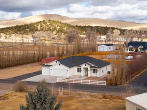 Bird's eye view with a mountain view