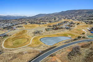 Drone / aerial view featuring a mountain view