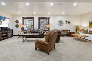 View of carpeted living room