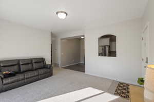 View of carpeted living room