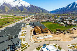 Drone / aerial view with a mountain view