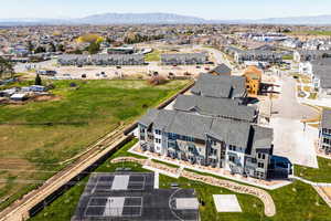 Bird's eye view with a mountain view