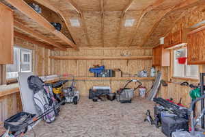 View of inside of shed.