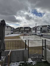 Back patio with view of the pickleball court