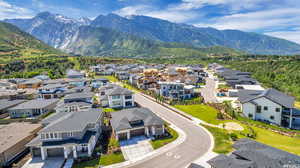 Drone / aerial view with a mountain view