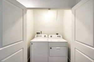 Washroom with separate washer and dryer