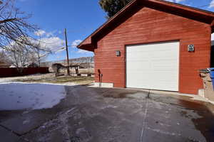 View of snow covered garage