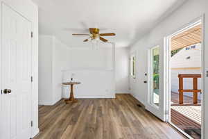 Dining area and stairs to basement