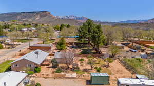 Drone / aerial view with a mountain view