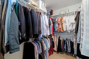 Spacious closet with carpet