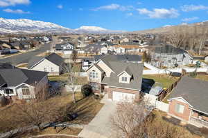 Aerial view featuring a mountain view