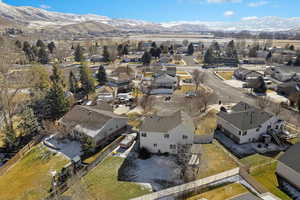 Drone / aerial view with a mountain view