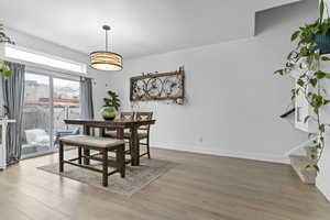 Dining space featuring light hardwood / wood-style flooring