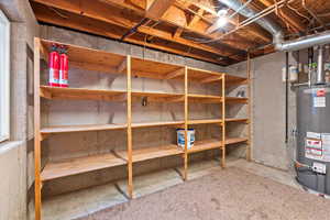 Storage area with water heater